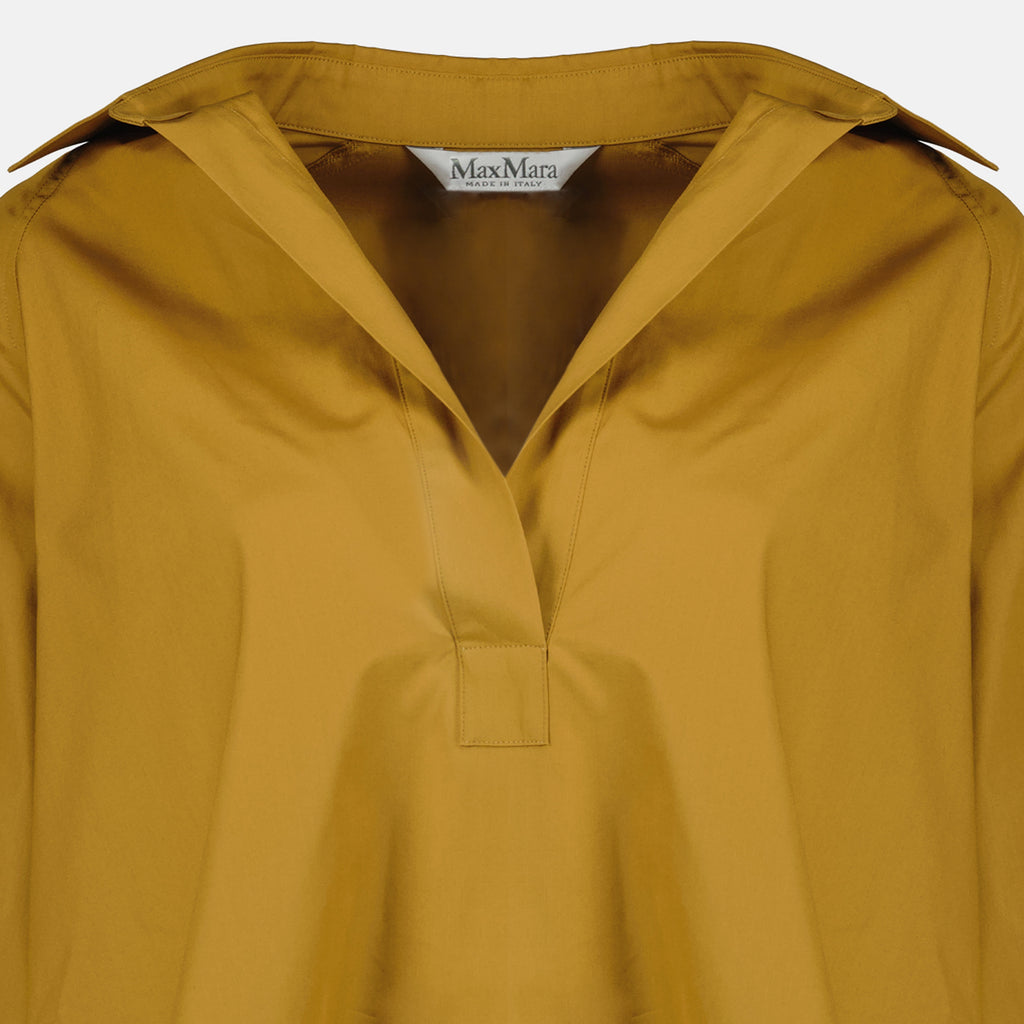 Image of the Max Mara Women's Brown Cotton Poplin Blouse - Spring-Summer 2026 - Detailed View 1