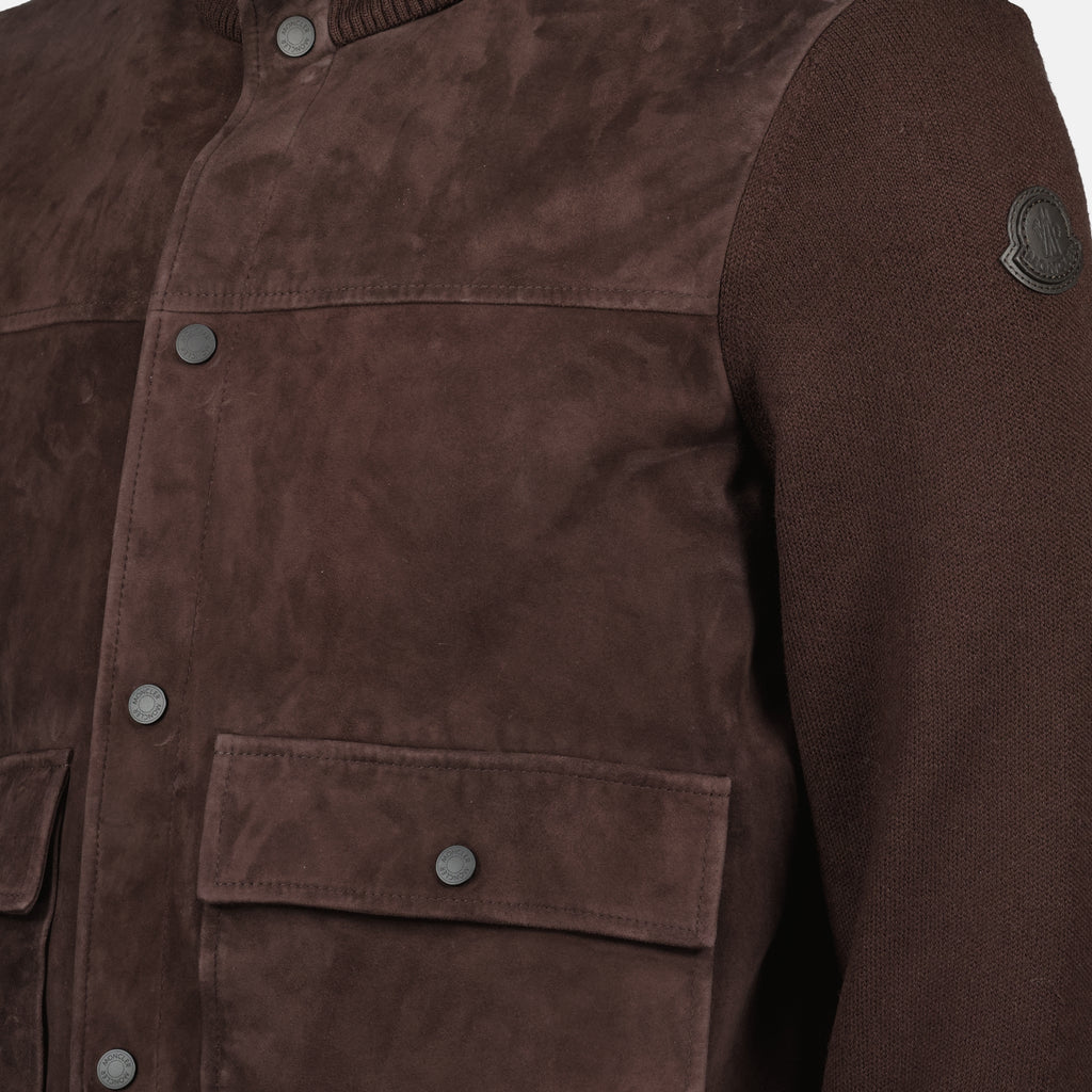 Image de l'article Cardigan en laine et daim de la marque Moncler pour Homme - Saison Automne-Hiver 2025 - Vue détaillée_3