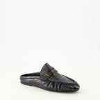 Chaussures ouvertes Eel Leather Loafer Mules Saint Laurent Bleu foncé Femme
