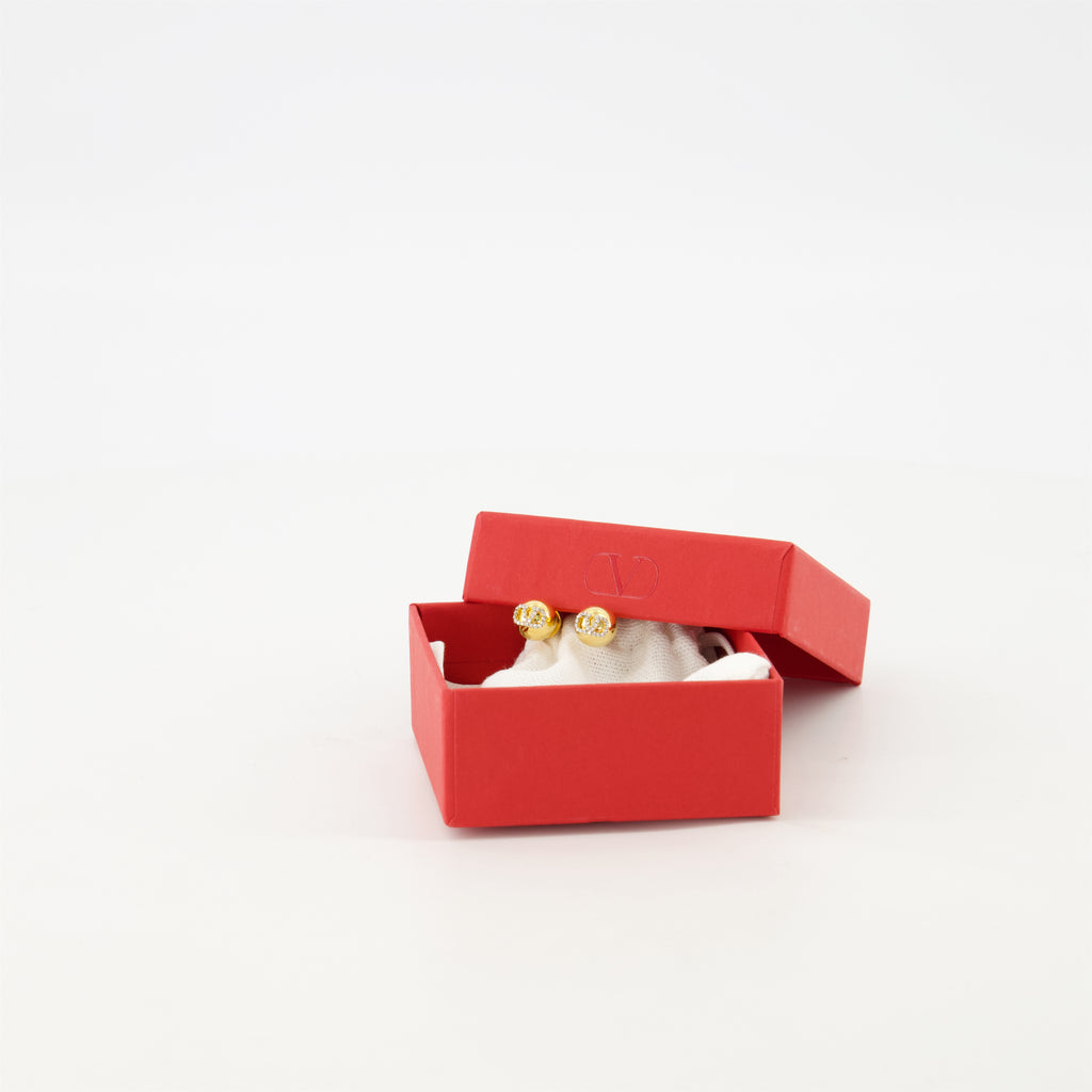 Bijoux Boucles d'oreilles VLogo en cristaux Valentino Garavani Doré Femme