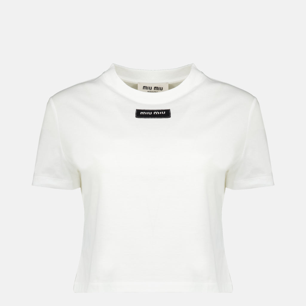 T-shirts T-shirt blanc en coton Miu Miu Blanc Femme