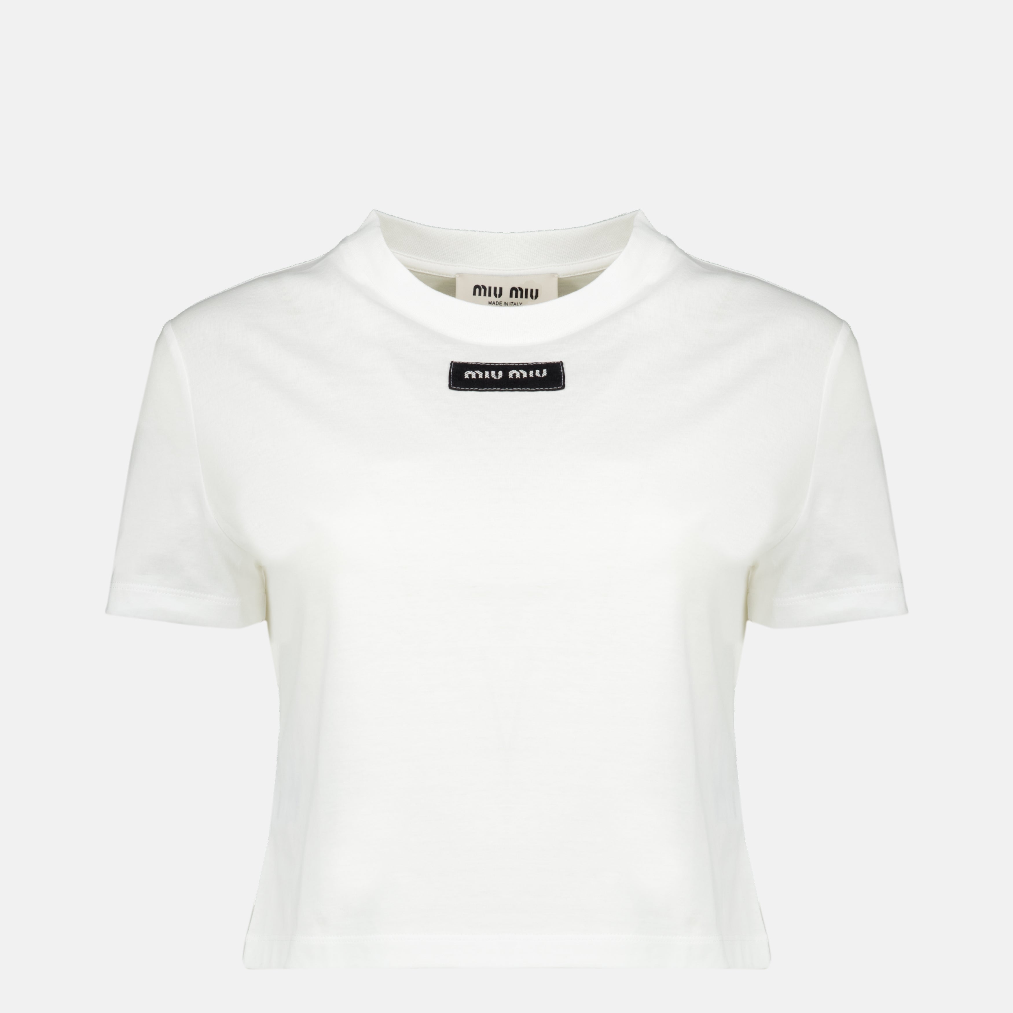 T-shirts T-shirt blanc en coton Miu Miu Blanc Femme