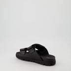 Zapatos abiertos Sandales à brides en cuir Prada Negro Homme