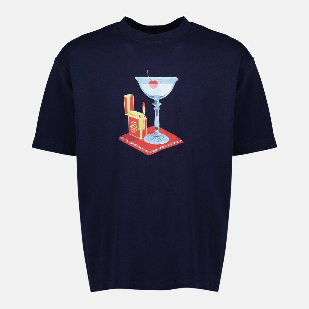 Image de l'article T-shirt Cocktail bleu marine de la marque Drole De Monsieur pour Homme - Saison Printemps-Été 2026 - Vue de Face