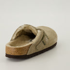 Offene schuhe Fell Boston Mules Birkenstock Beige Unisex