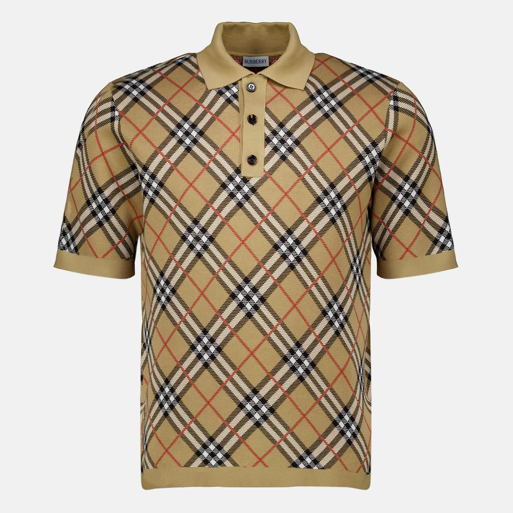 Polos Karo-Baumwollpolo Burberry Beige Homme