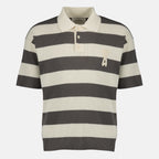 Immagine del polo in maglia di cotone bianco e marrone del marchio Ami PARIS per Uomo - Stagione Primavera-Estate 2026 - Vista Frontale