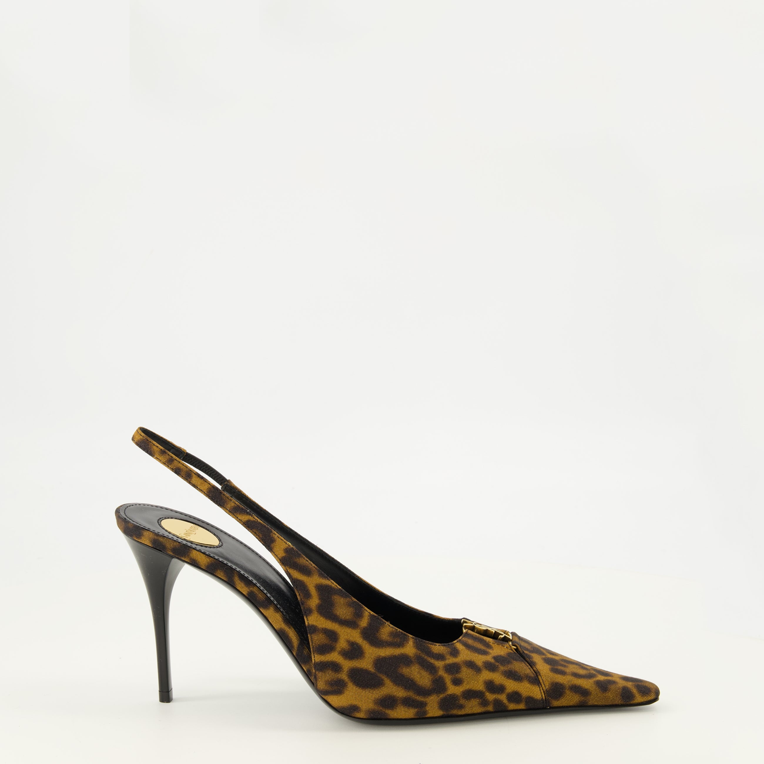 Escarpins Slingbacks Babylone Breteuil en léopard Saint Laurent Marron Femme