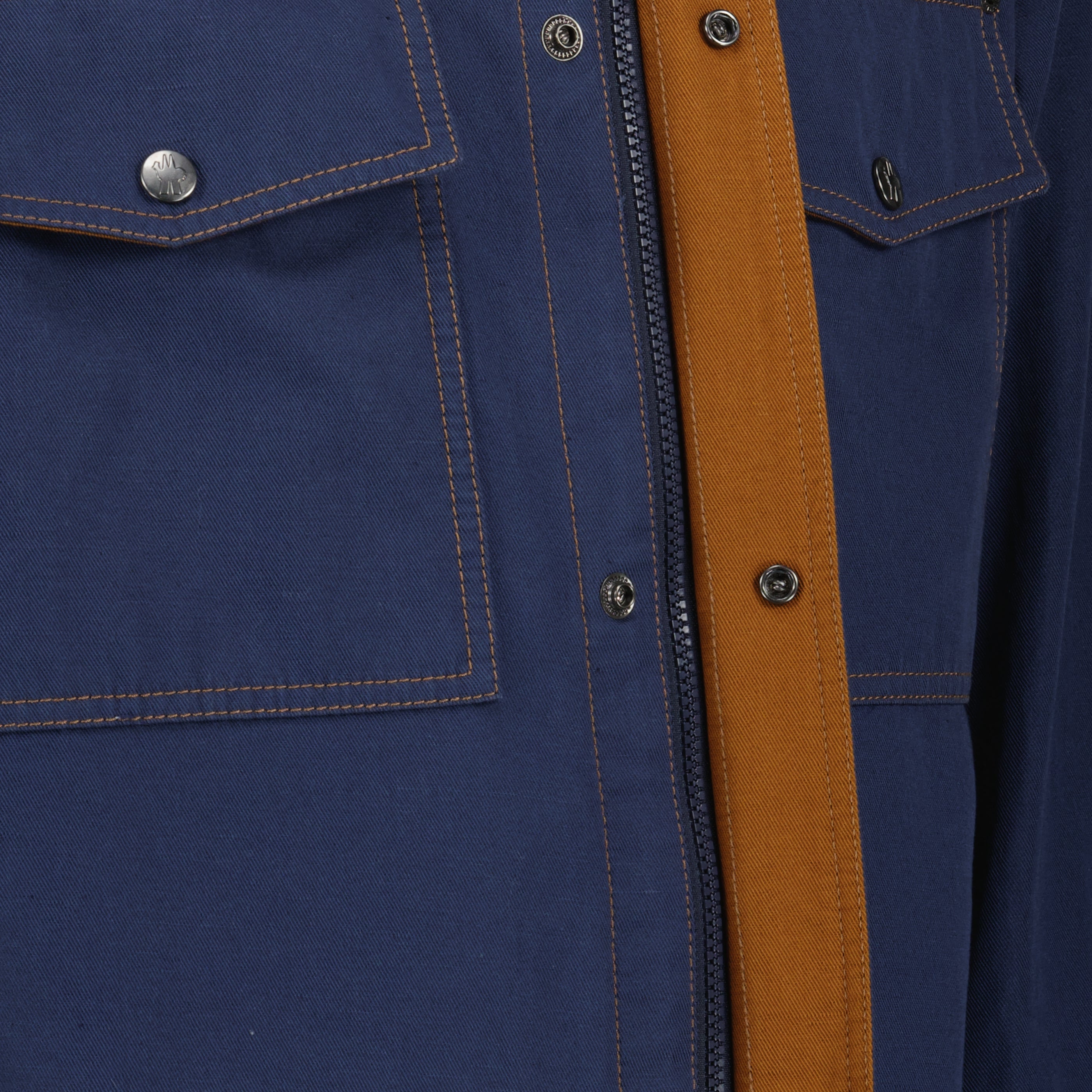 Vestes Casaco Camisa Watagua em Algodão e Linho Azul Marinho Moncler Bleu Homme