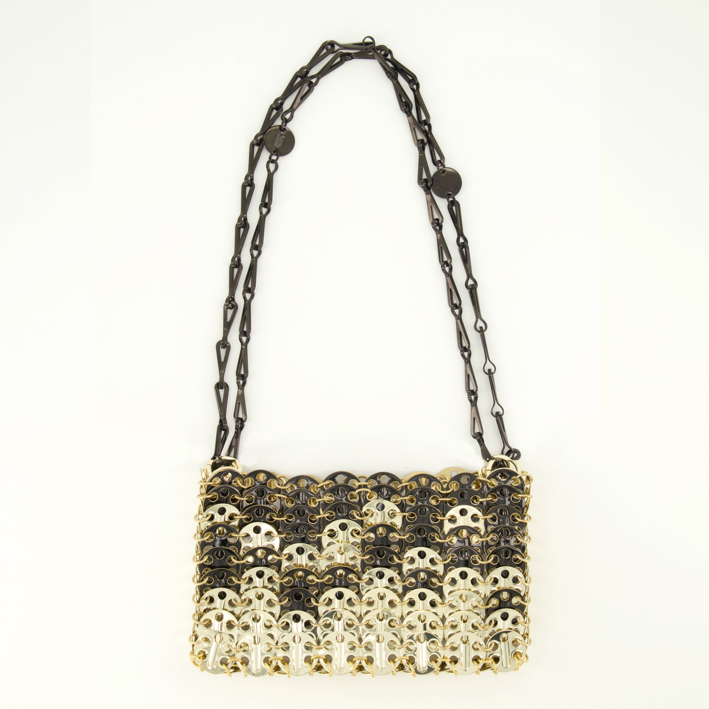 Image de l'article Sac Iconic 1969 nano doré et noir de la marque Rabanne pour Femme - Saison Printemps-Été 2026 - Vue de Face