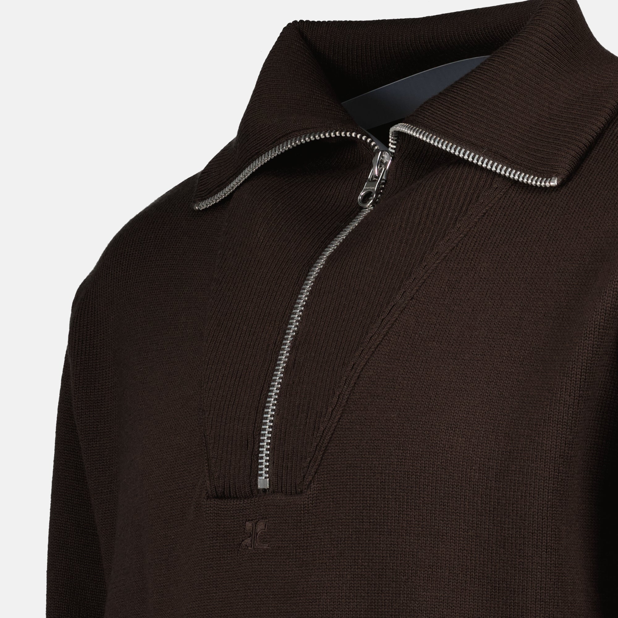Maille Pull à col cheminée Courrèges Marron Homme