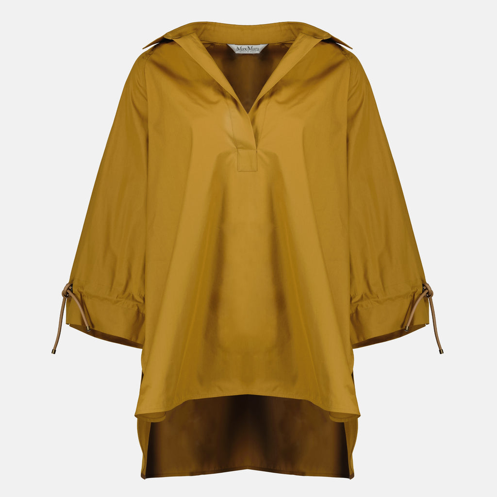 Image of the Max Mara Women's Brown Cotton Poplin Blouse - Spring-Summer 2026 - Front View