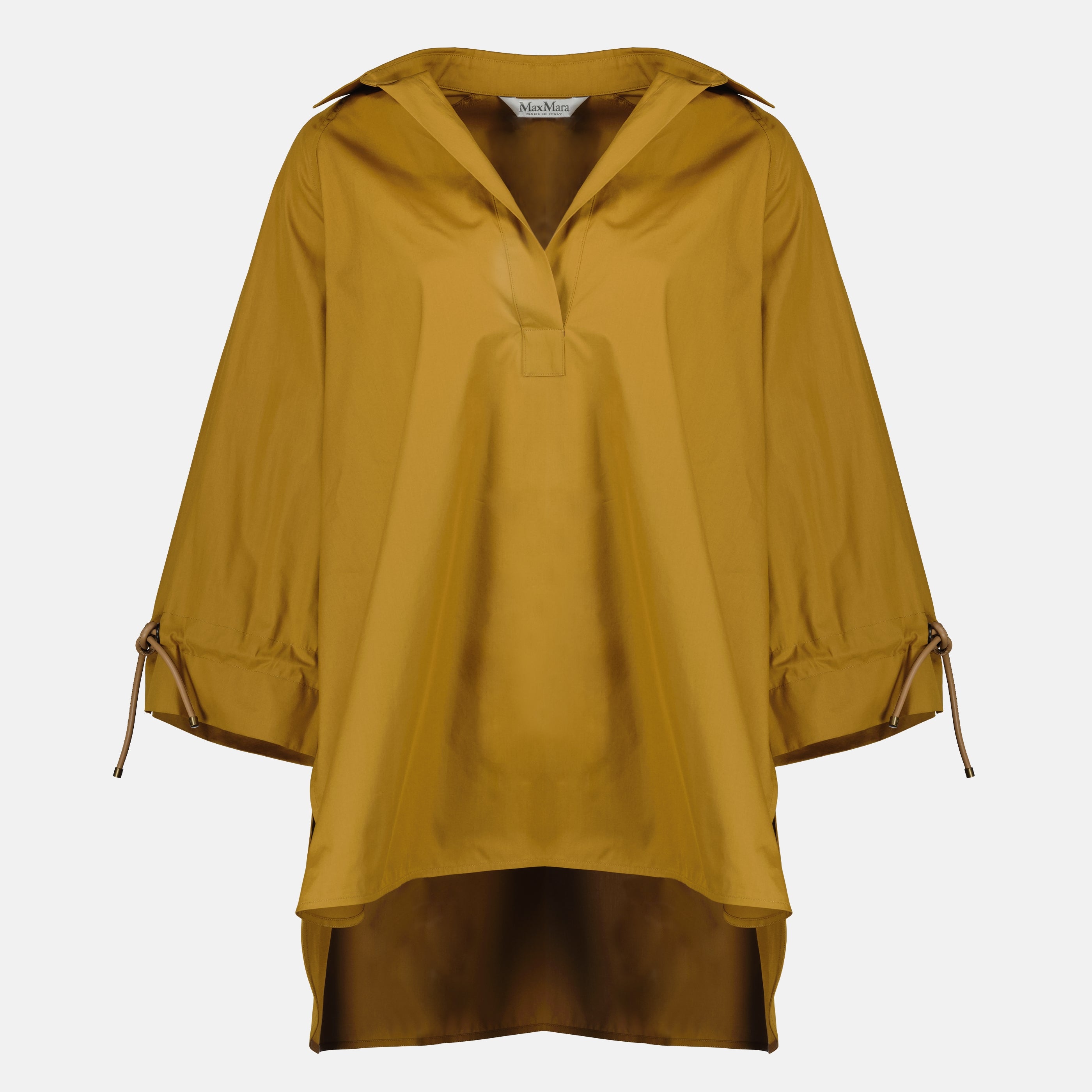 Immagine della blusa marrone in popeline di cotone di Max Mara per donna - Stagione Primavera-Estate 2026 - Vista Frontale