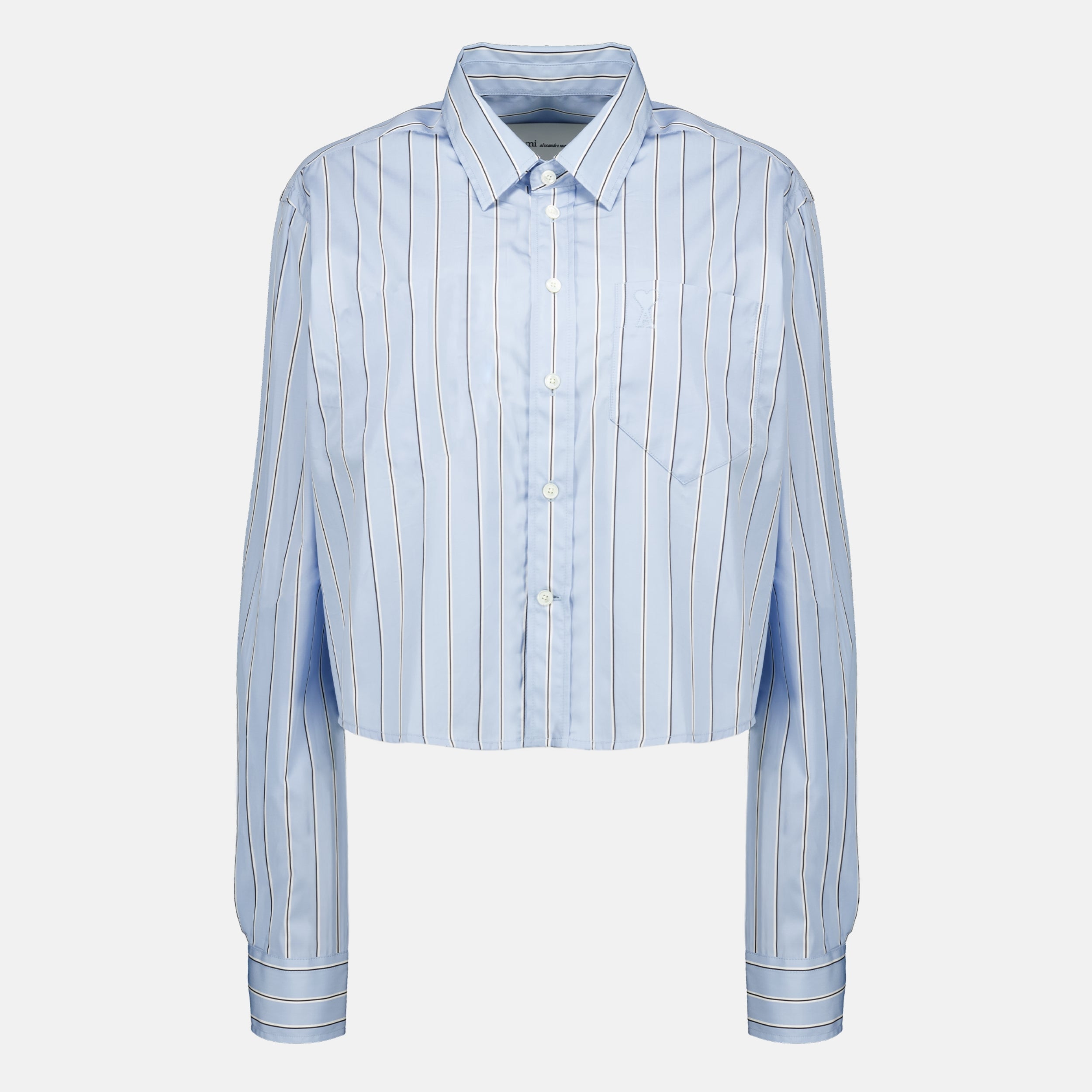Chemises Camicia Corto Blu a Righe in Cotone Ami PARIS Bleu Femme
