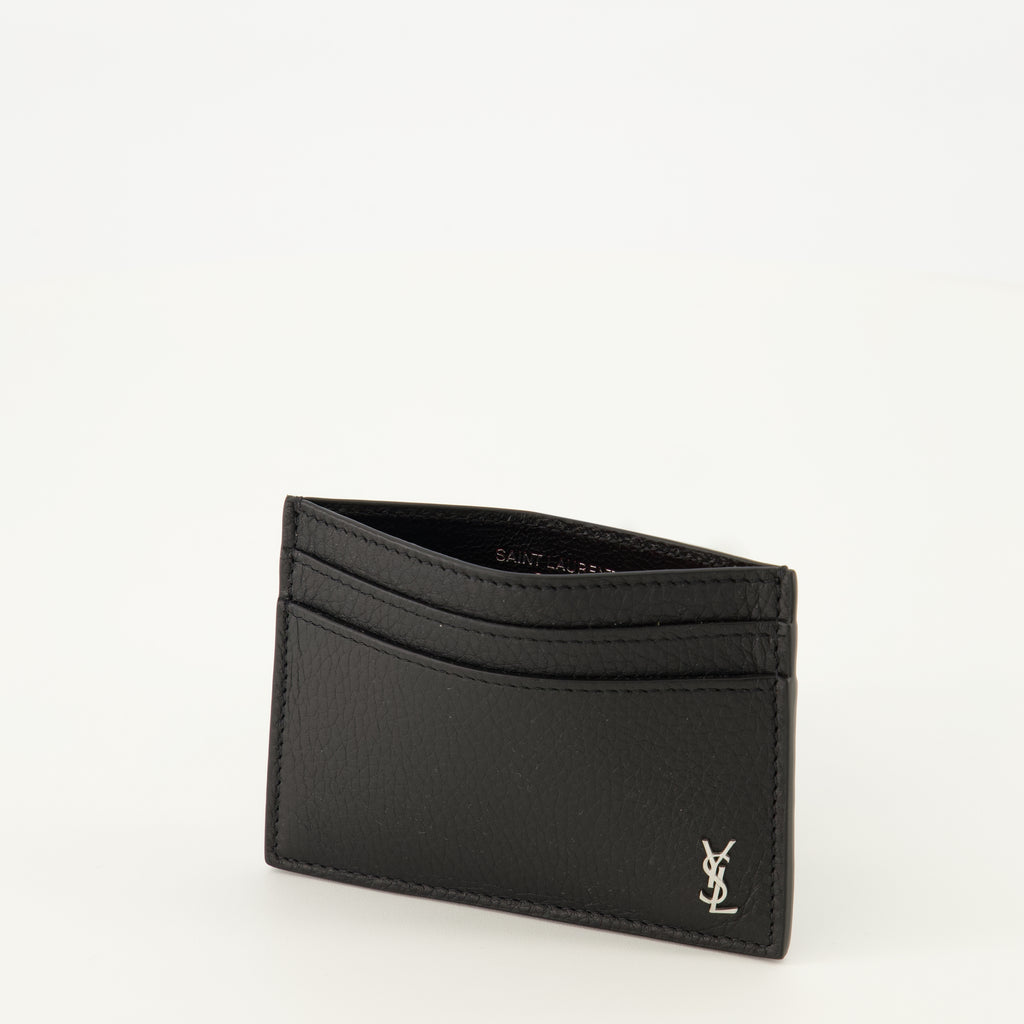 Image de l'article Portes-cartes Tiny Cassandre en cuir noir de la marque Saint Laurent pour Homme - Saison Printemps-Été 2026 - Vue détaillée_2