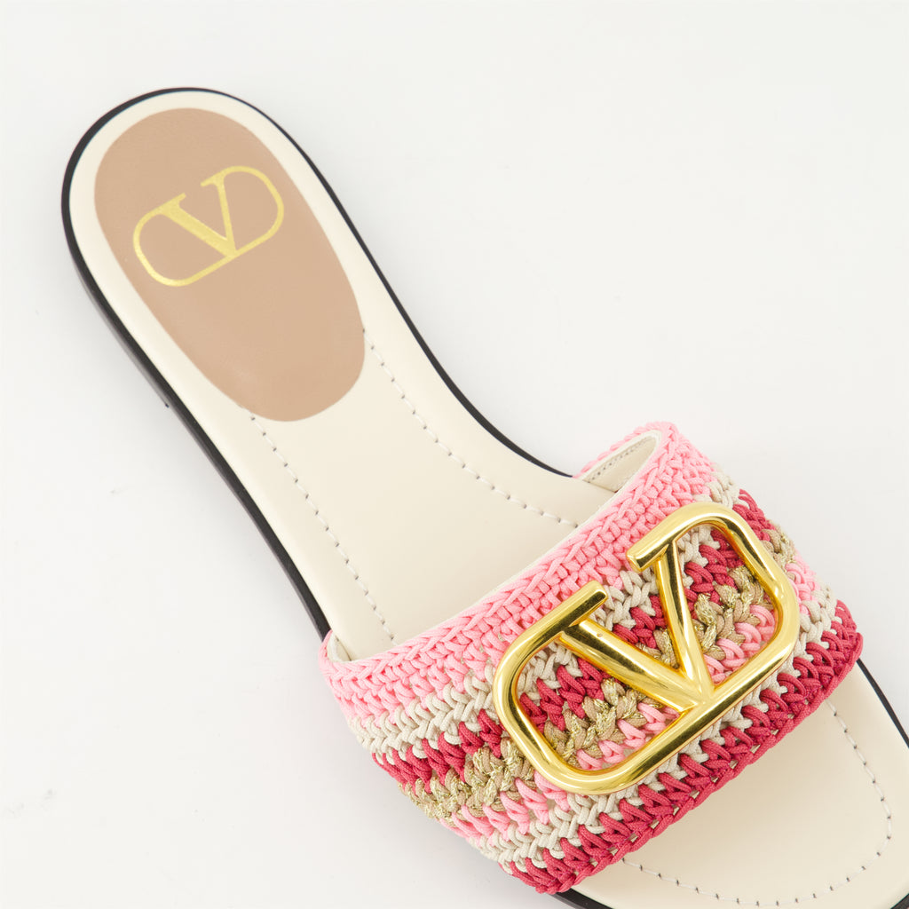 Sapatos abertos Chinelos de Crochê VLogo Valentino Garavani Rosa Femme