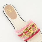Sapatos abertos Chinelos de Crochê VLogo Valentino Garavani Rosa Femme