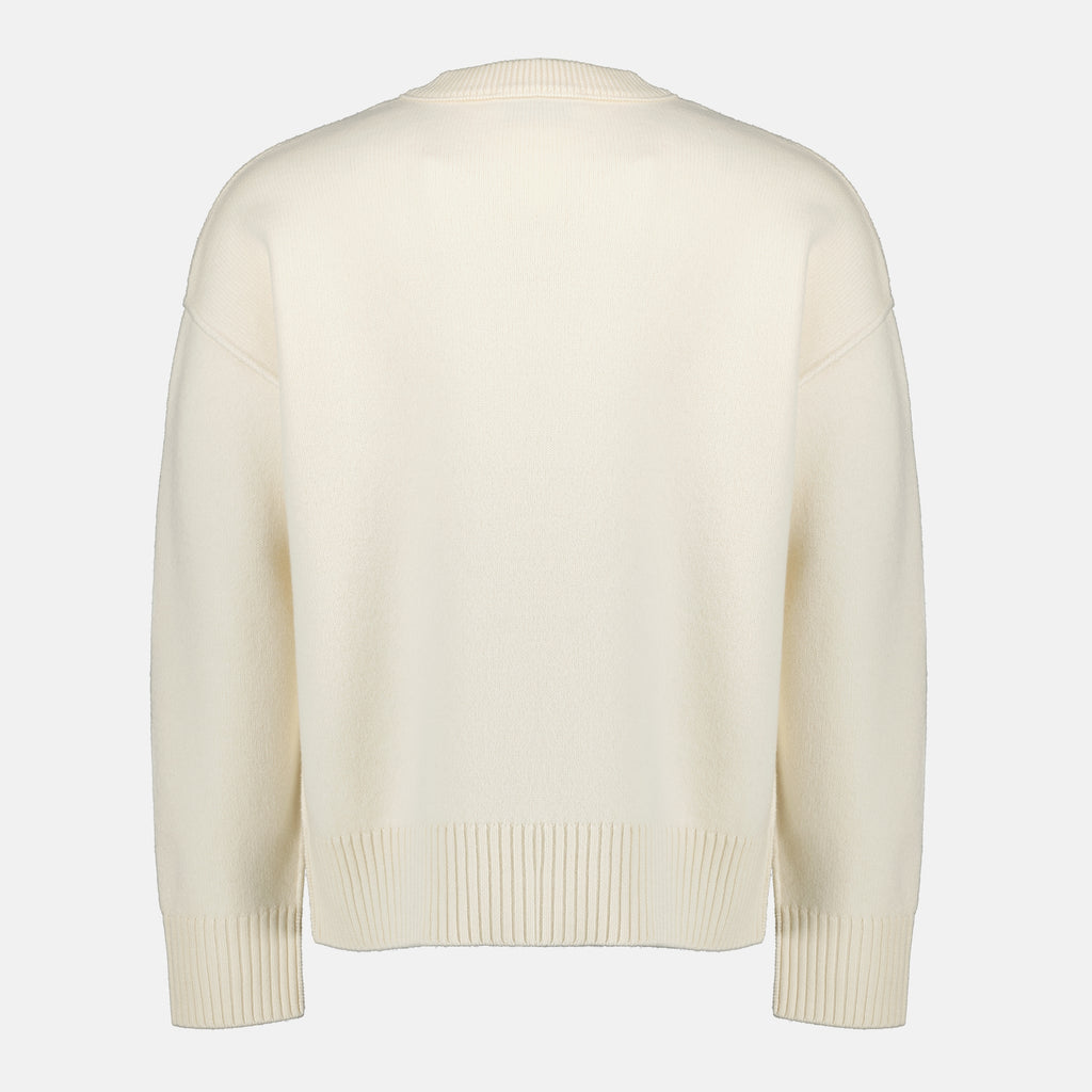Image of the AMI beige heart sweater by the brand Ami PARIS for Unisex - Spring-Summer 2026 - Back View