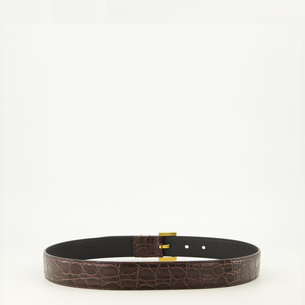 Ceintures Ceinture Cassandre en cuir crocodile Saint Laurent Marron Femme