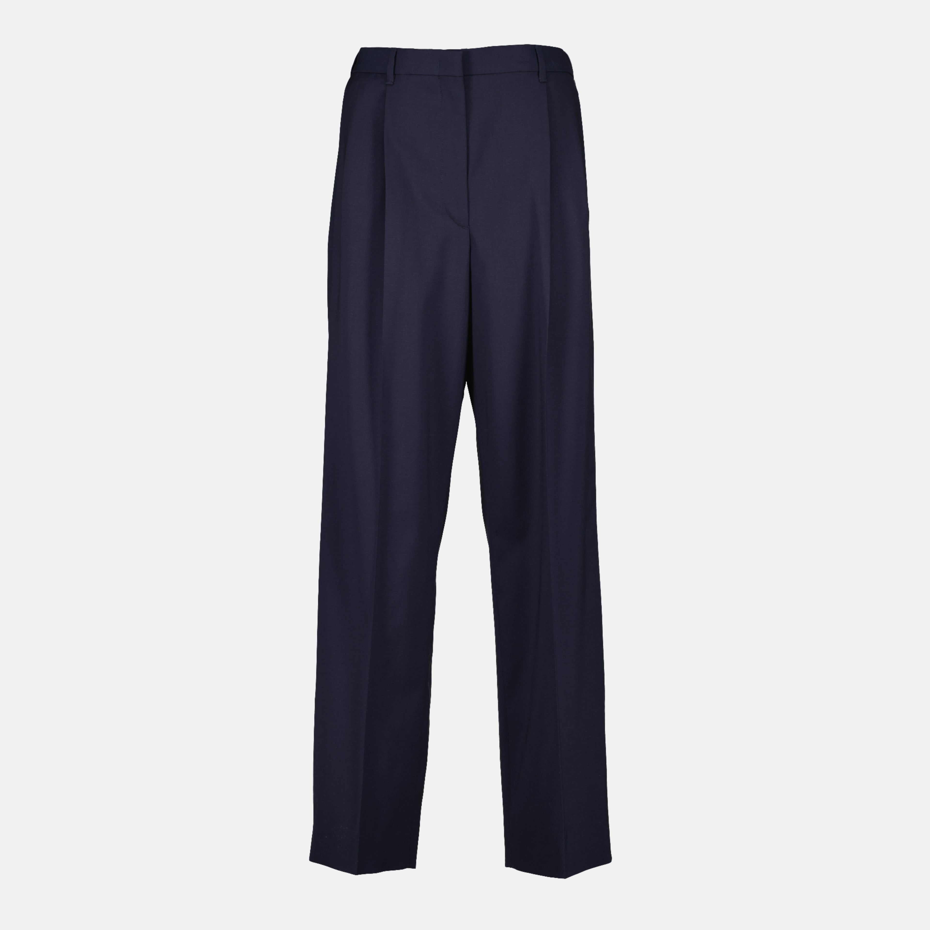 Image of the article Navy blue wool trousers by the brand Miu Miu for Women - Spring-Summer 2026 - Front View
