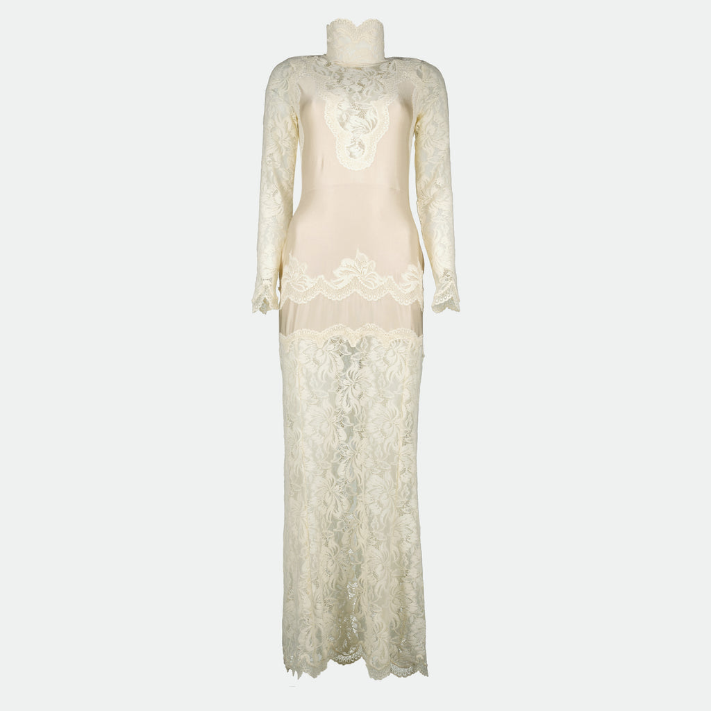 Kleider Robe longue en dentelle Rabanne Weiß Femme