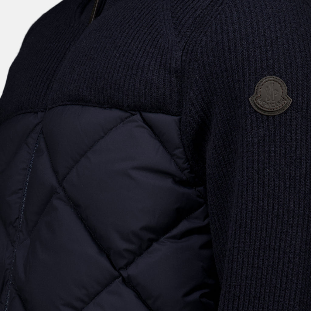 Vestes Cardigan bi-matière matelassé Moncler Bleu foncé Homme