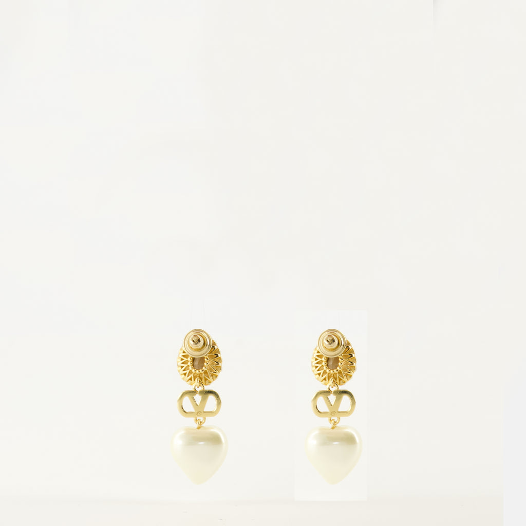 Image of the article VLogo heart earrings in enamel and crystals by Valentino Garavani for Women - Spring-Summer 2026 - Back View