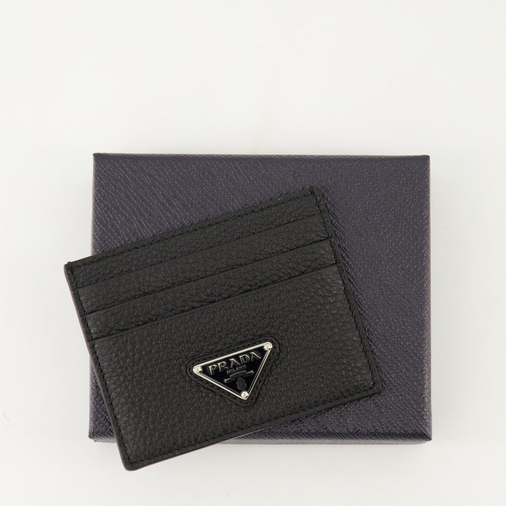 Small leather goods Leather Card Holder Prada Black Homme