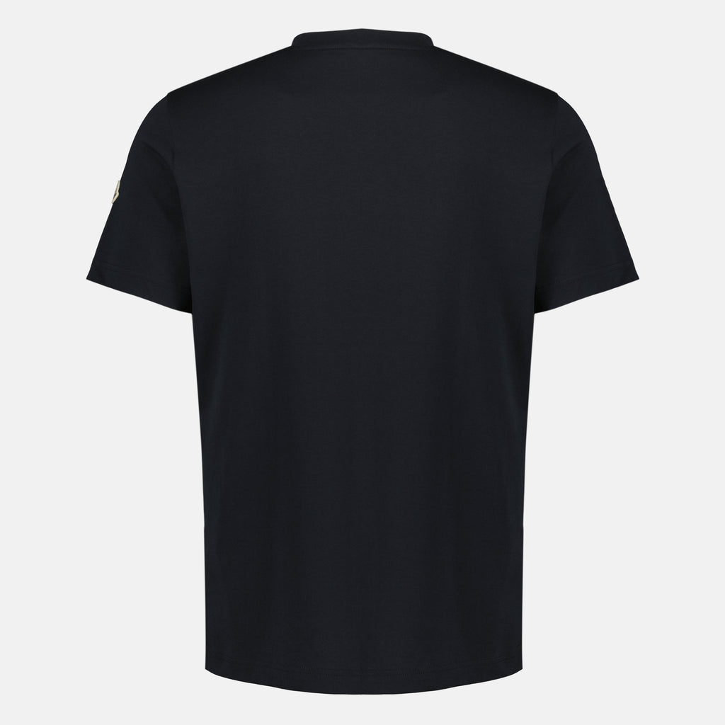 T-shirts Navy Gestreiftes Logo Baumwoll-T-Shirt Moncler Bleu foncé Homme