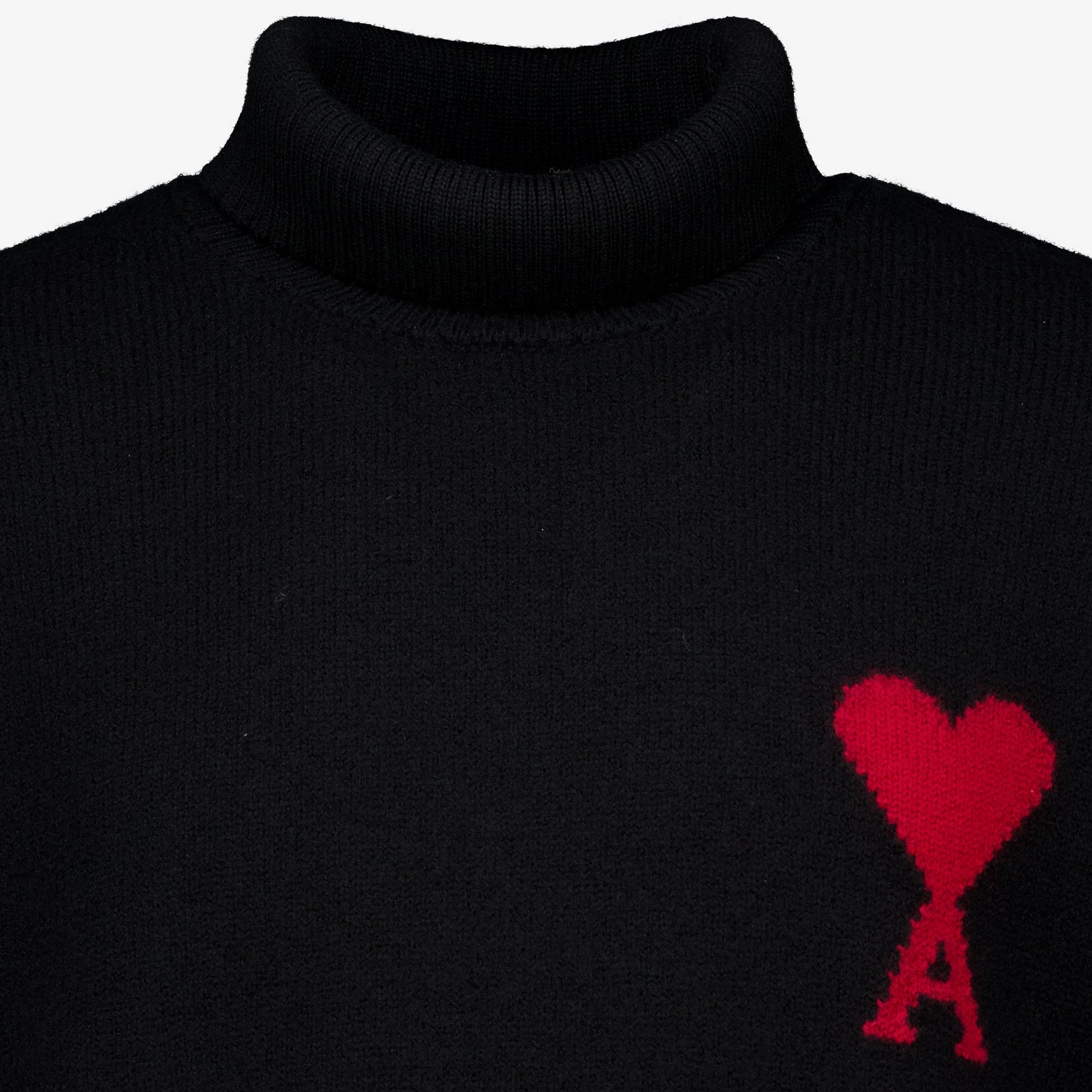 Maille Suéter negro AMI Heart de cuello alto Ami PARIS Noir Unisexe