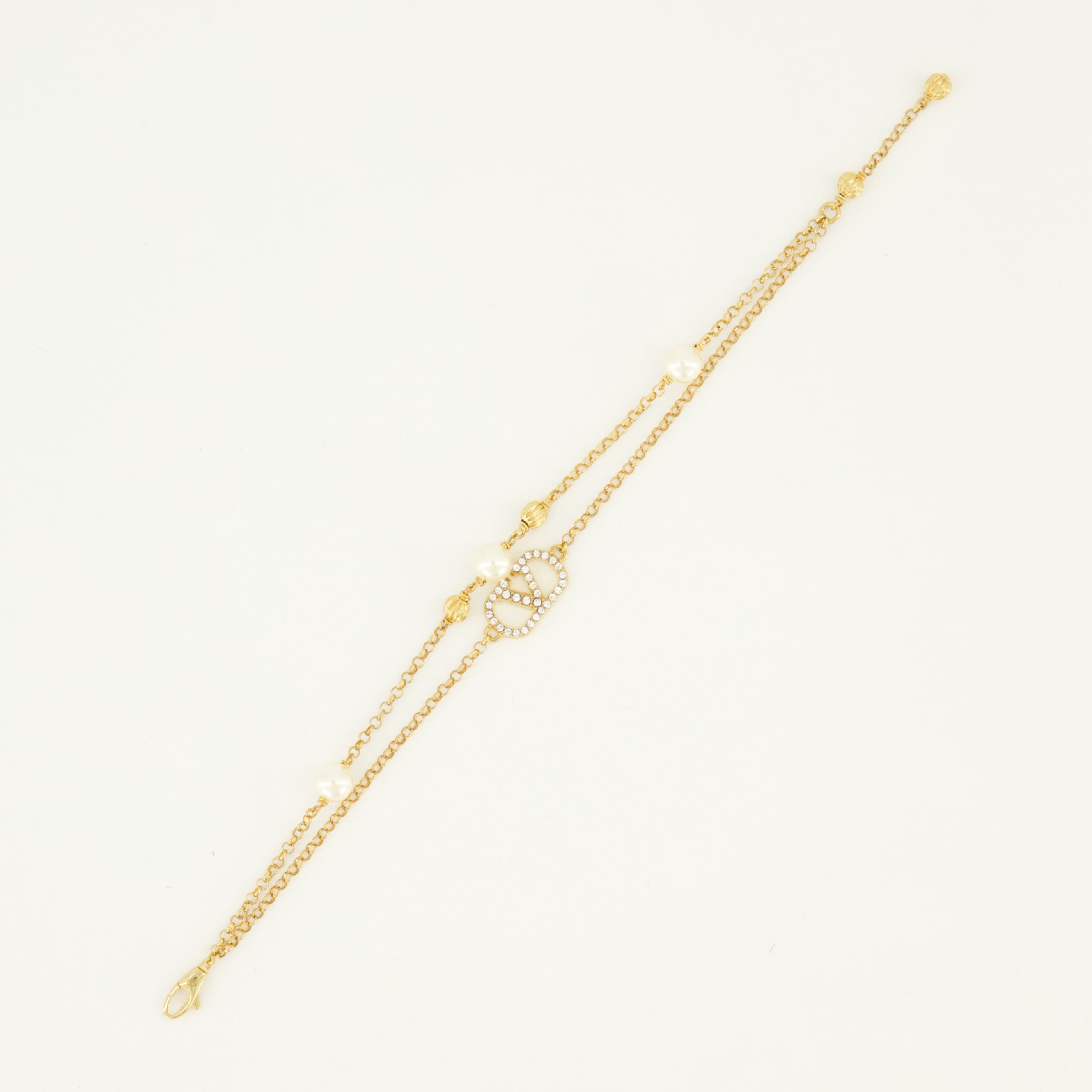 Bijoux VLogo Bracelet with Pearls and Swarovski® Crystals in Gold Valentino Garavani Doré Femme