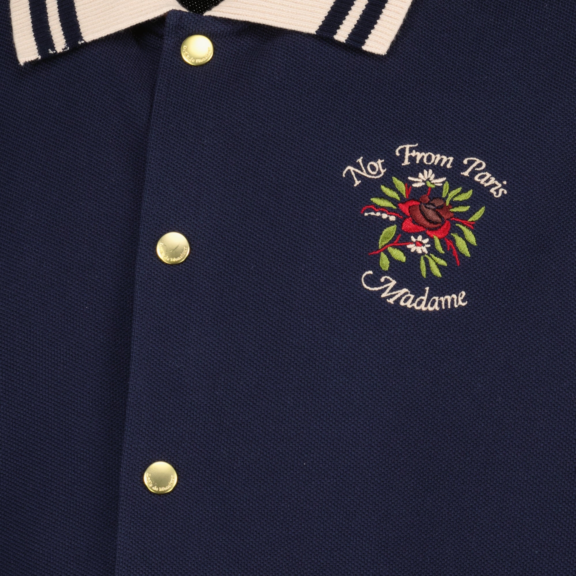 Image de l'article Chemise en coton piquée Slogan Rose bleu marine de la marque Drole De Monsieur pour Homme - Saison Printemps-Été 2026 - Vue détaillée_2