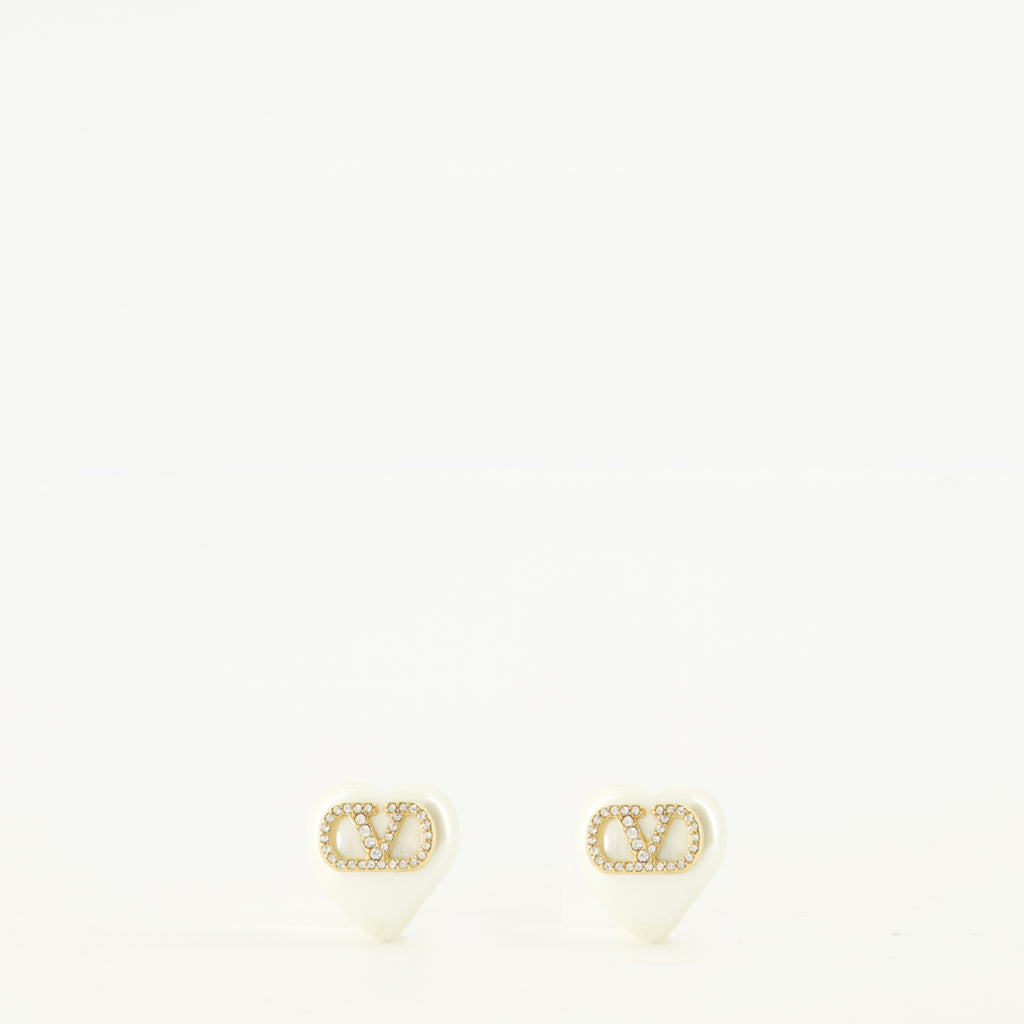 Bijoux Vlogo Metall Ohrringe mit Perlen und Swarovski® Kristallen Valentino Garavani Doré Femme