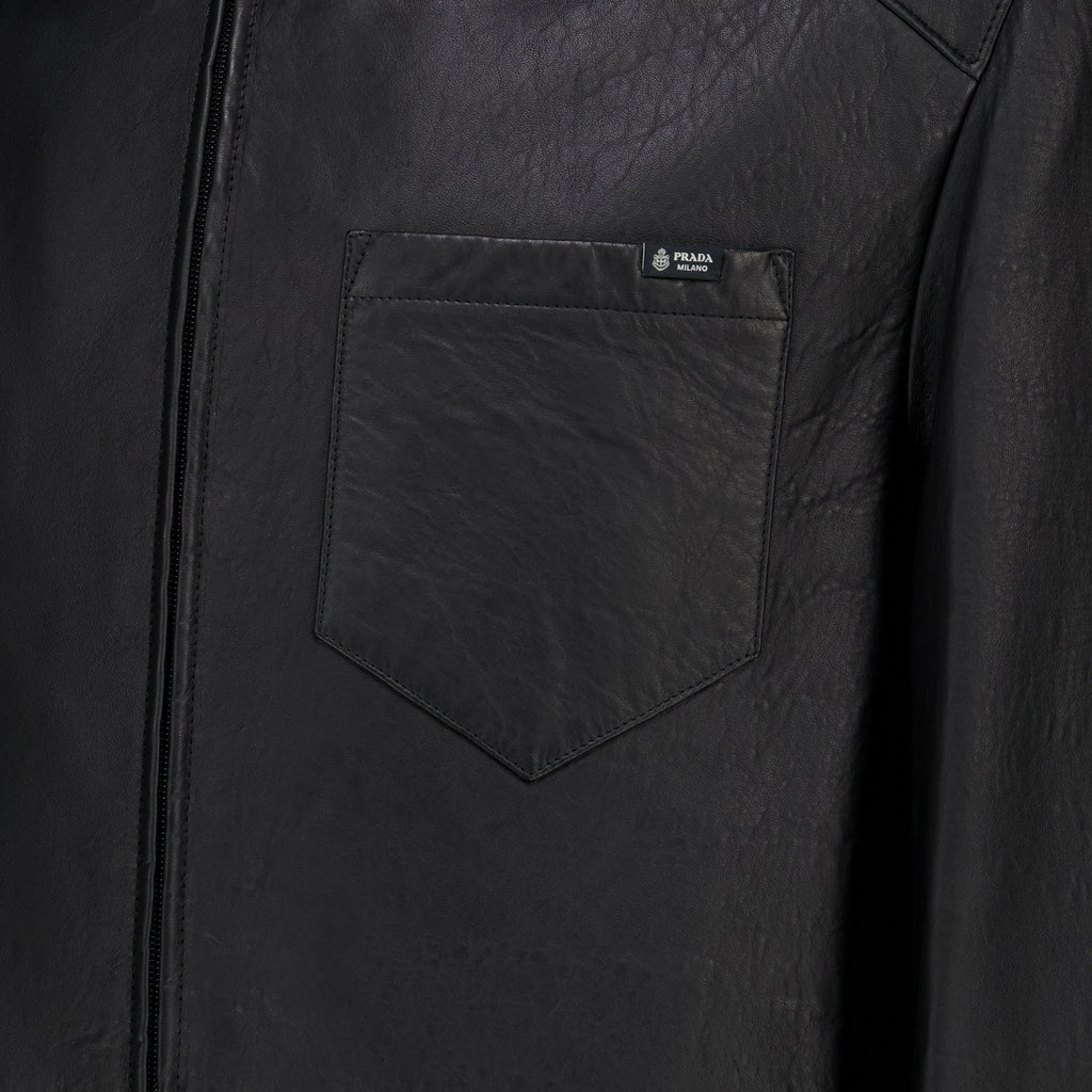 Manteaux 블랙 나파 가죽 자켓 Prada Noir Homme