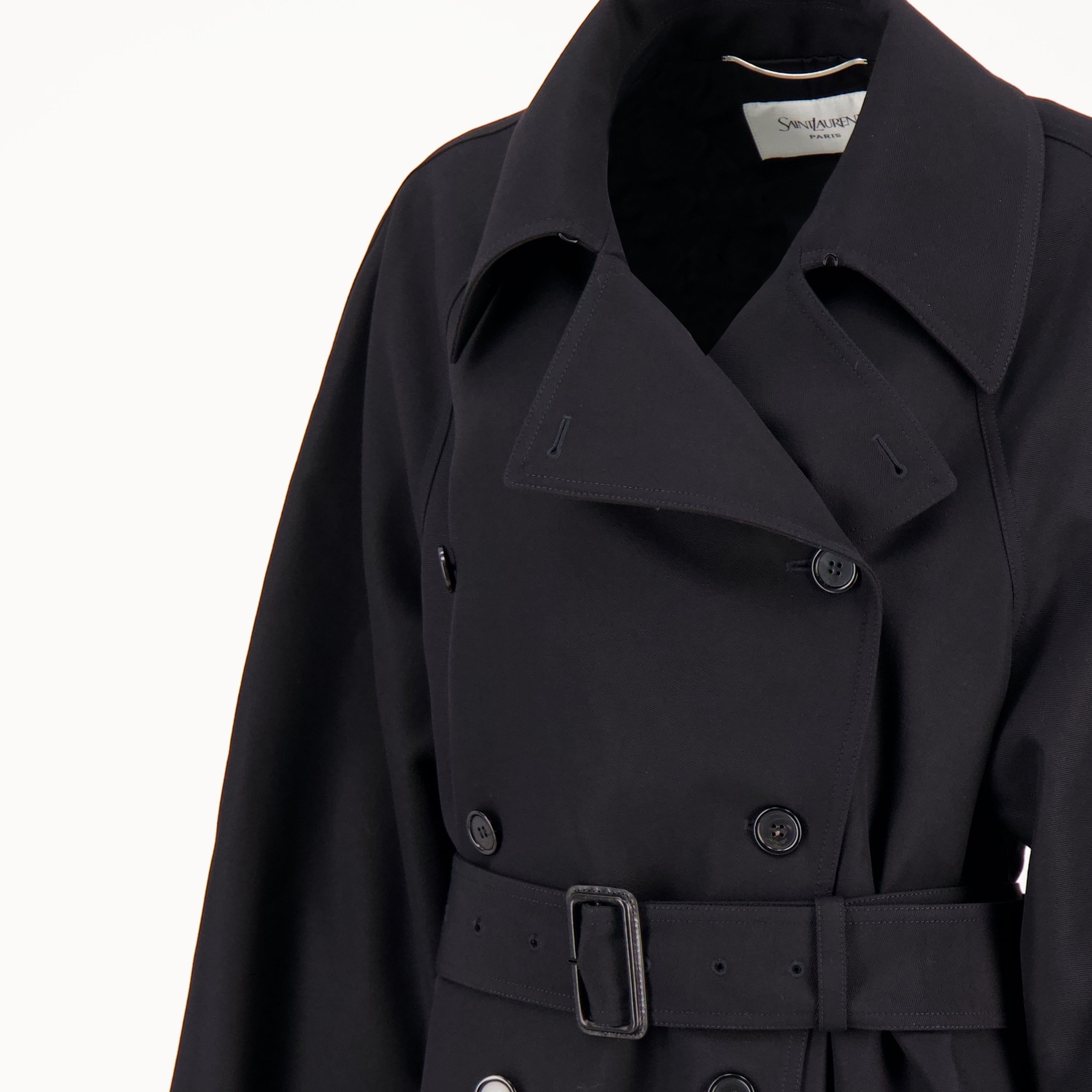 Image de l'article Manteau trench en laine de la marque Saint Laurent pour Femme - Saison Automne-Hiver 2025 - Vue détaillée_1