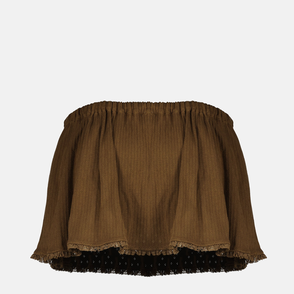 Jupes Gonna Mini in Cotone Marrone Miu Miu Marron Femme