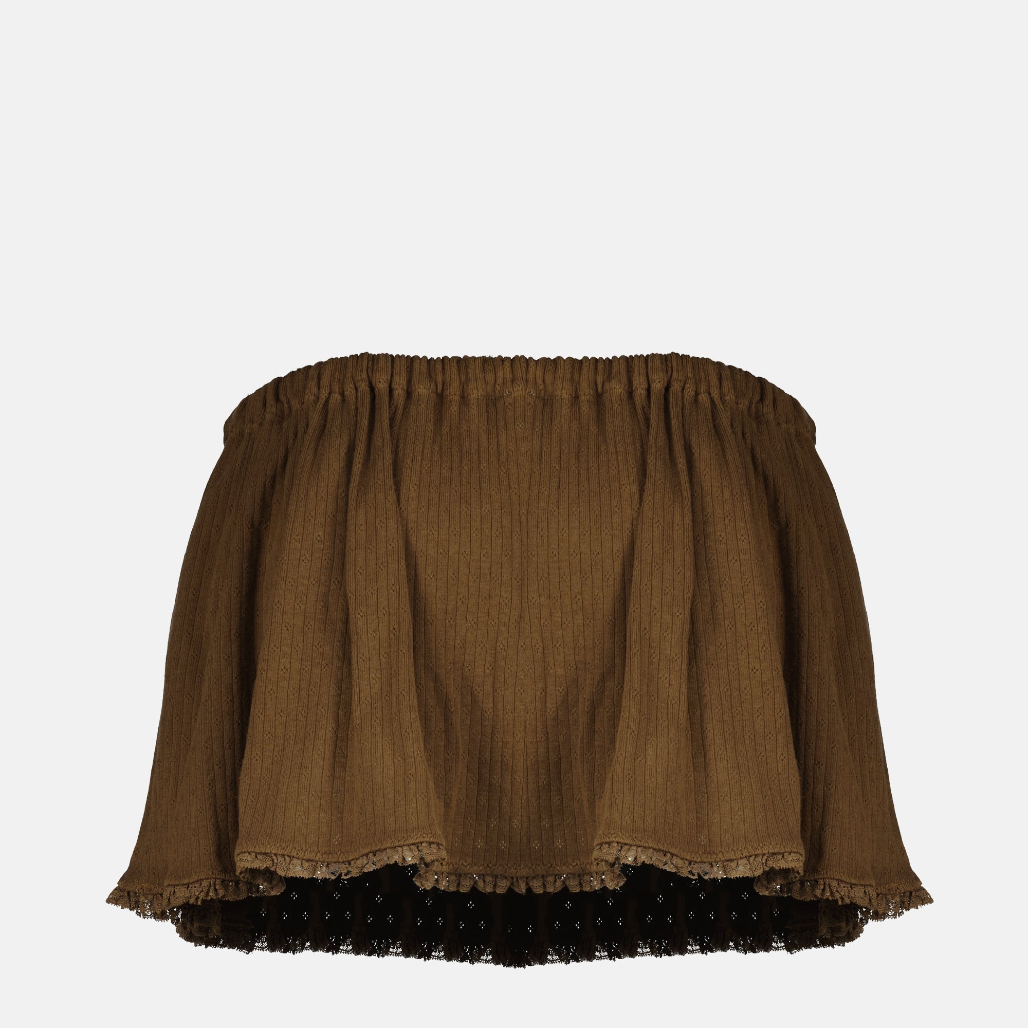 Jupes Saia Mini em Algodão Castanho Miu Miu Marron Femme