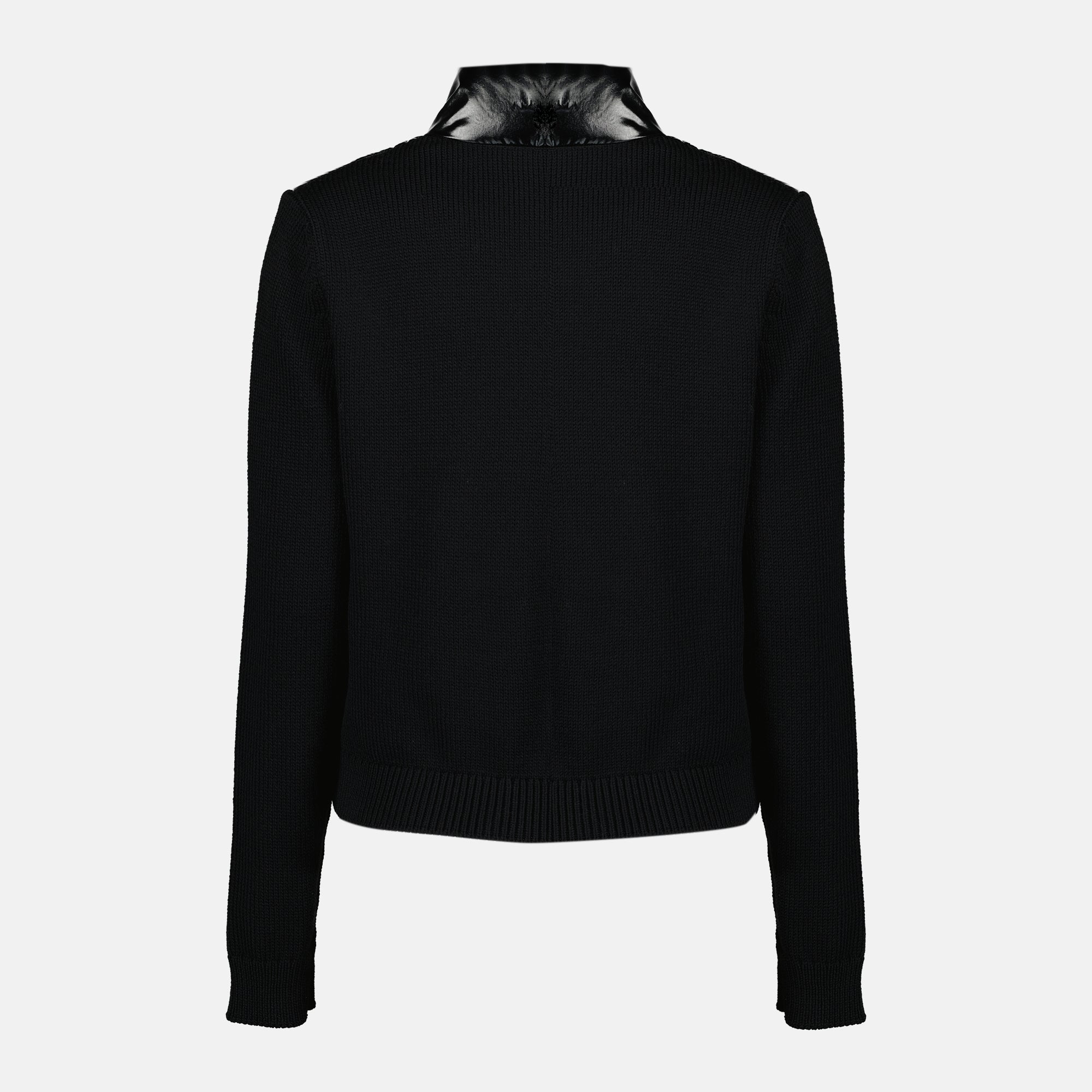Image of the Moncler Women's Black Wool Zip-Up Cardigan - Spring-Summer 2026 - Back View