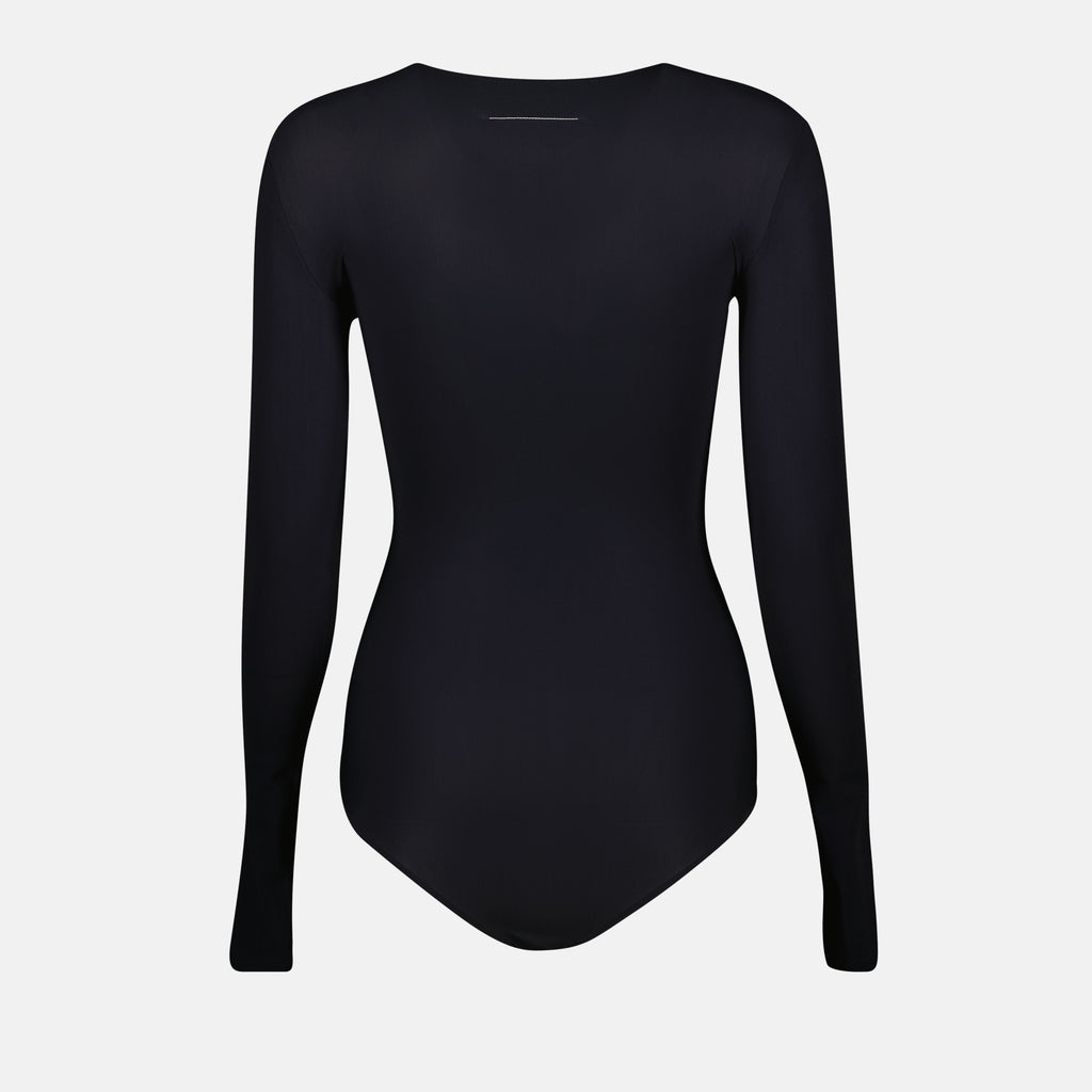 Tops Long Sleeve Bodysuit Mm6 Black Femme