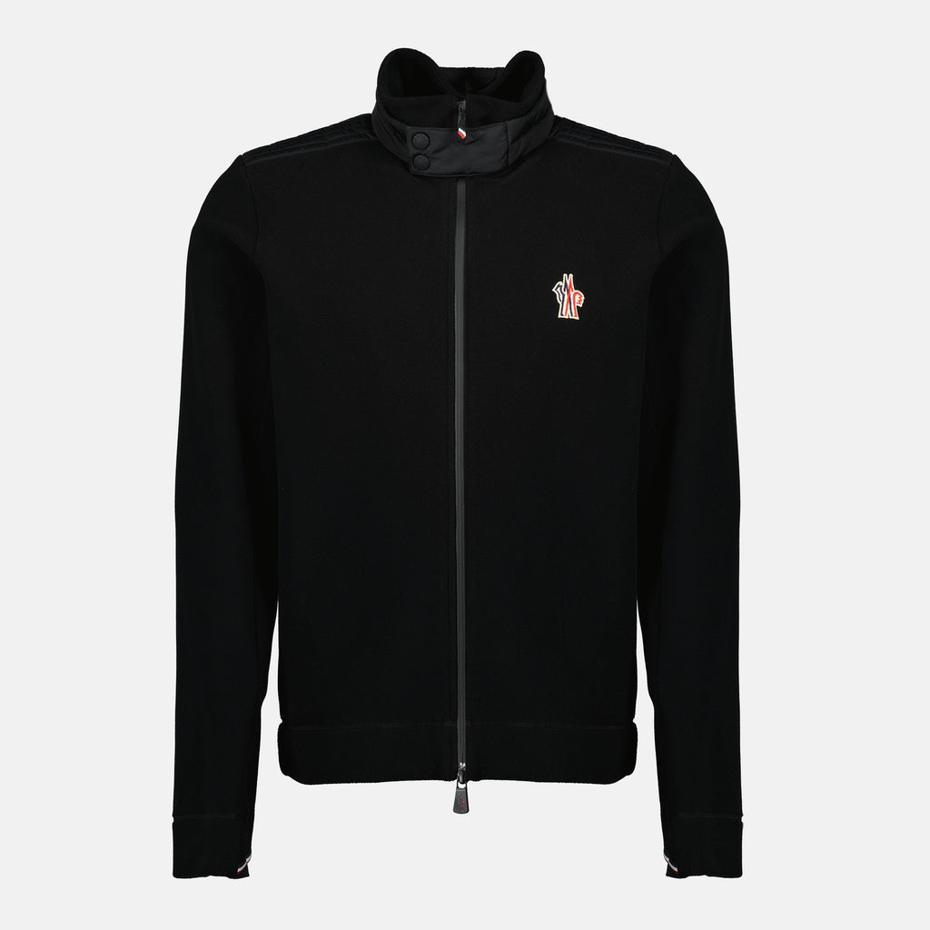 Moncler Grenoble 남성용 검은색 플리스 집업 스웨트셔츠 이미지 - 2025 가을-겨울 시즌 - 정면 보기