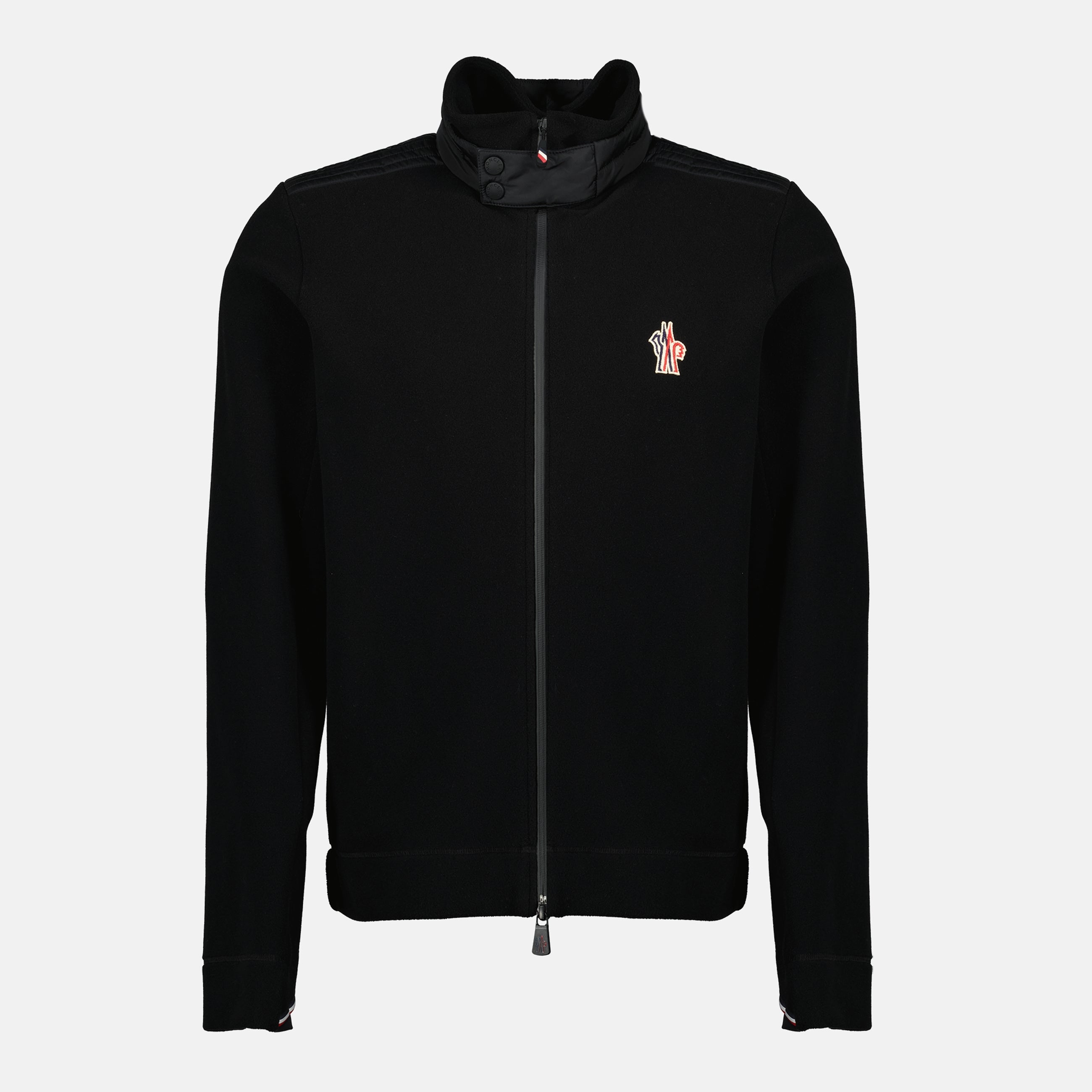 Moncler Grenoble 남성용 검은색 플리스 집업 스웨트셔츠 이미지 - 2025 가을-겨울 시즌 - 정면 보기