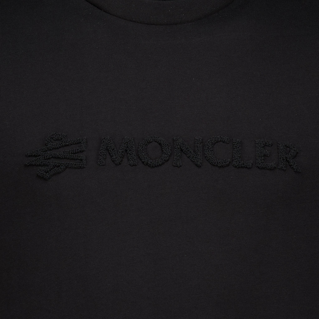 T-shirts T-Shirt in Cotone con Logo Nero Moncler Noir Homme
