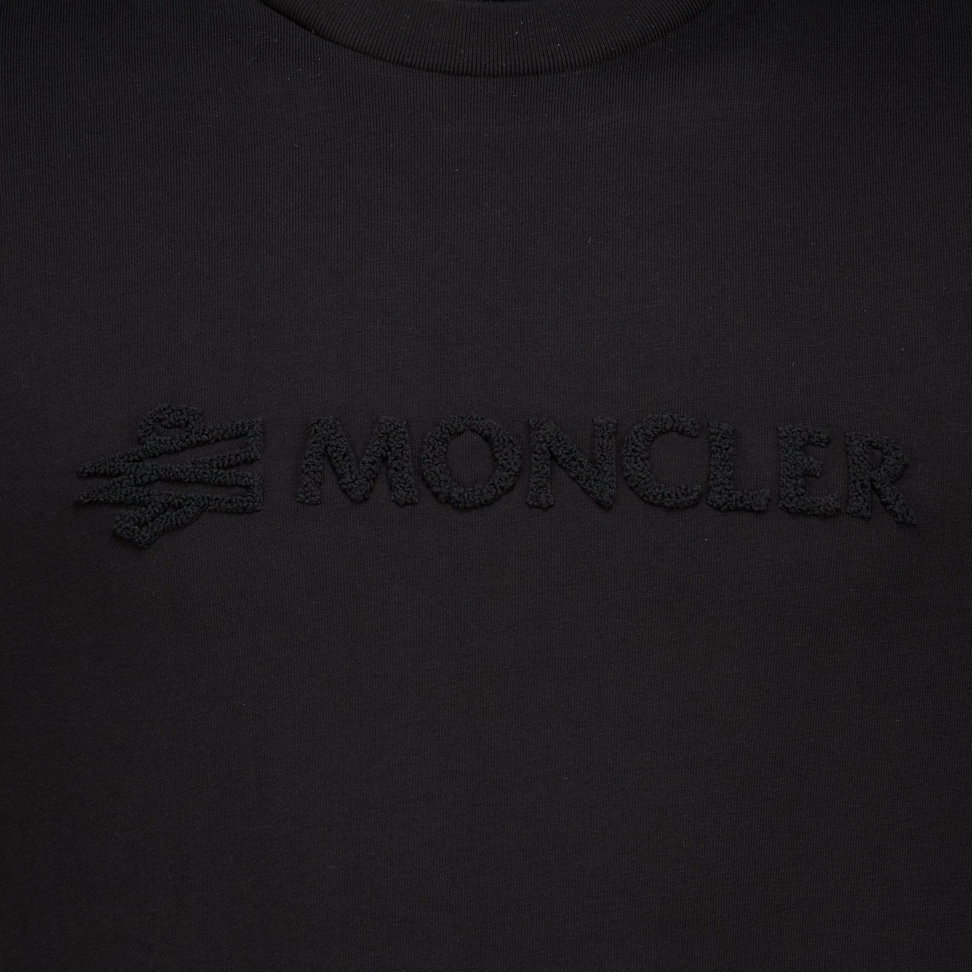 T-shirts T-shirt en coton à logo noir Moncler Noir Homme