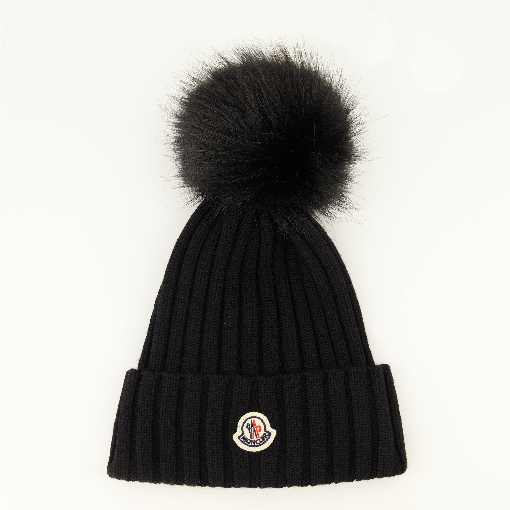 Chapeaux, casquettes et bonnets Bonnet en laine noir avec pompom Moncler Noir Femme