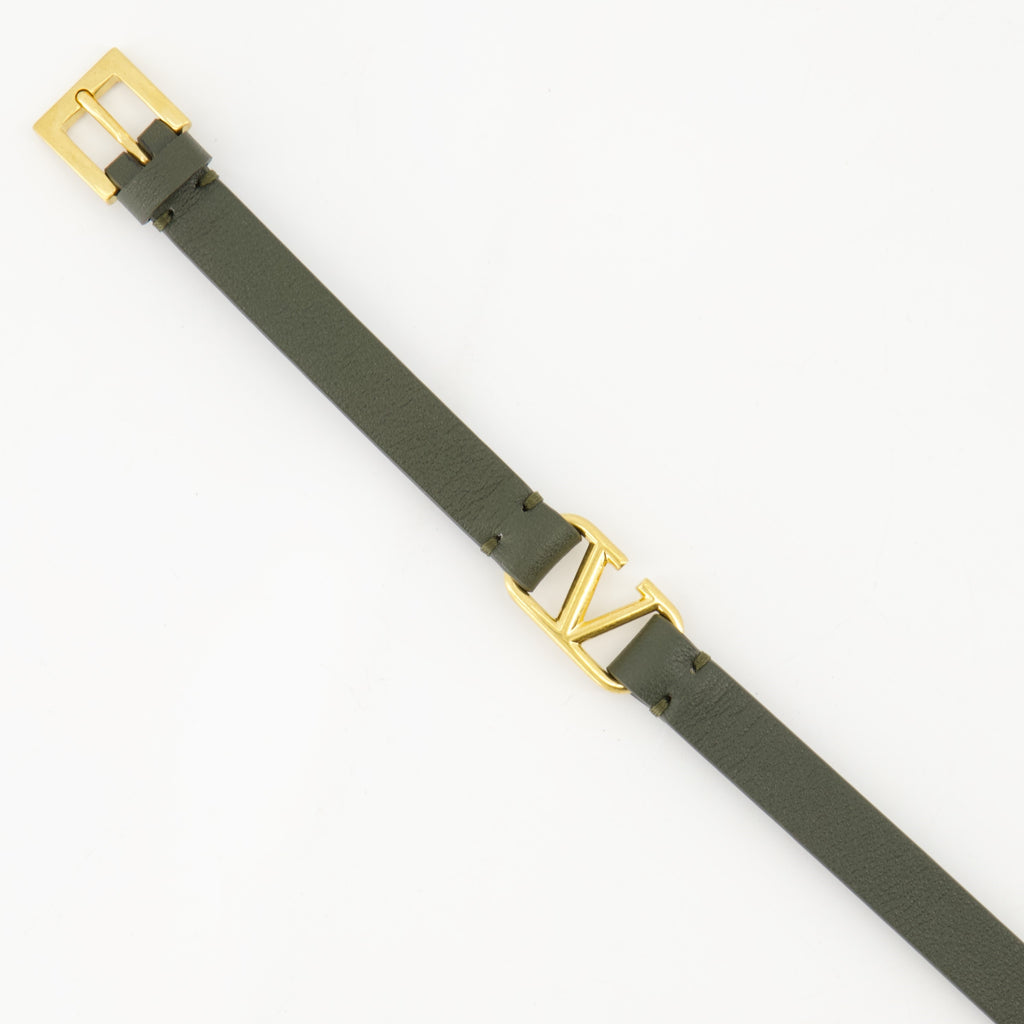 Bijoux Bracelet VLogo en cuir Valentino Garavani Vert Homme