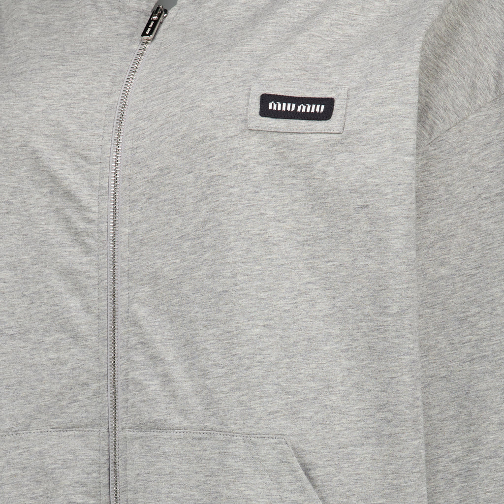 Sweatshirts Gray Fleece Hoodie Jacket Miu Miu Gris Femme