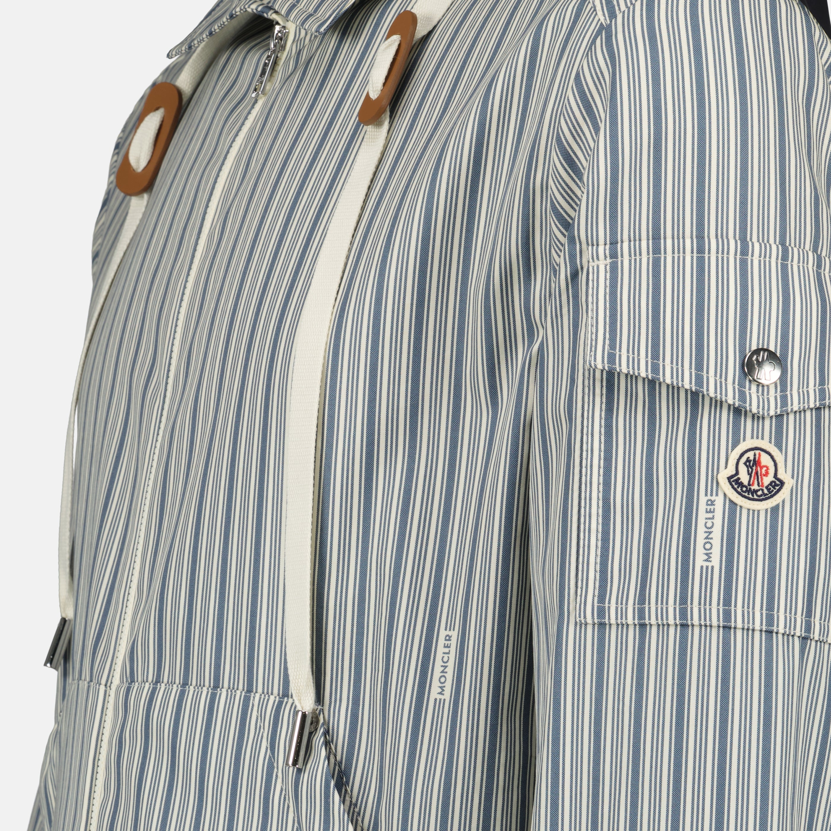 Vestes Casaco de Popeline às Riscas Havas Moncler Bleu Homme