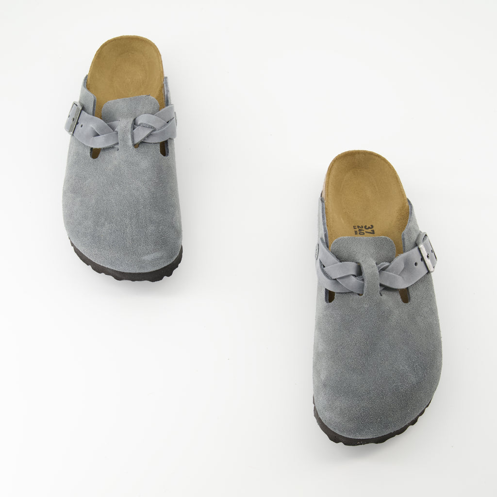 Chaussures ouvertes Mules Boston Braided Birkenstock Gris Femme