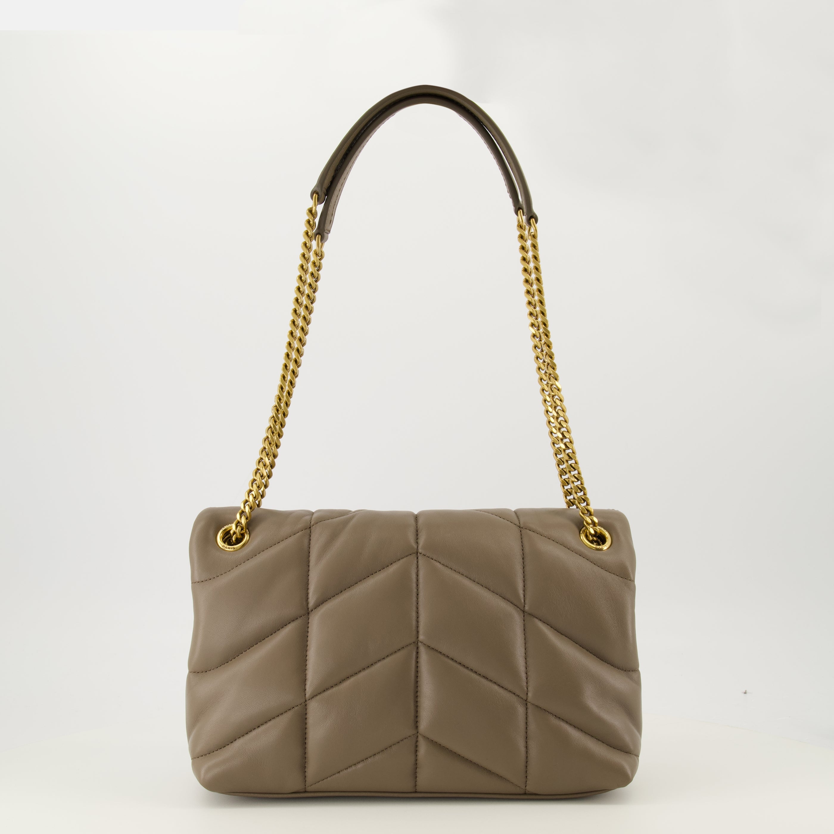 Image de l'article Sac Puffer small en cuir beige de la marque Saint Laurent pour Femme - Saison Printemps-Été 2026 - Vue de Dos