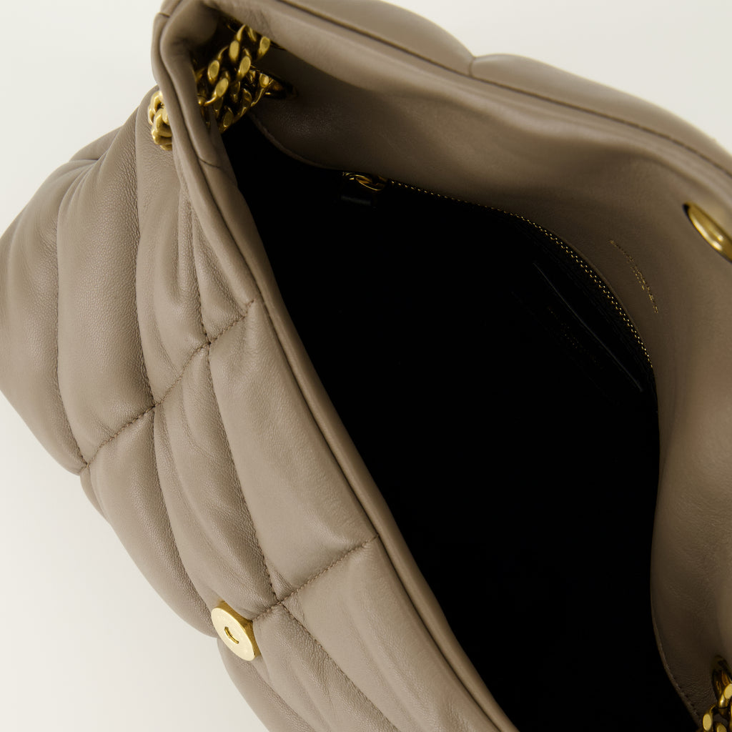 Image de l'article Sac Puffer small en cuir beige de la marque Saint Laurent pour Femme - Saison Printemps-Été 2026 - Vue détaillée_3